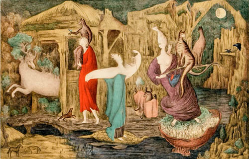 Leonora Carrington - Tuesday - state II - 1987 color lithograph